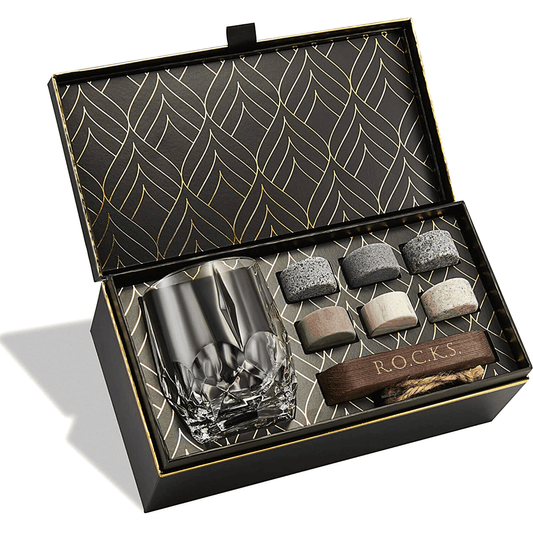 The Connoisseur's Set - Whiskey Stones & Iconic Crystal Glass Edition