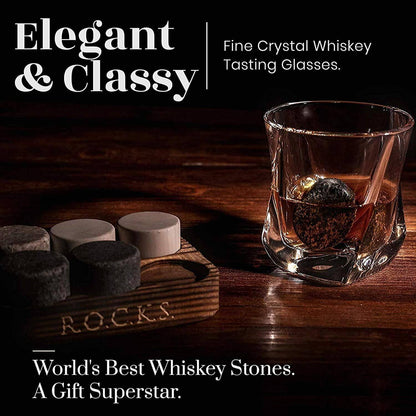 The Connoisseur's Set - Whiskey Stones & Twist Glass Edition